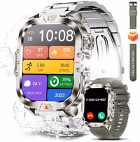 Smart Watch for Men Military Answer/Make Call 2.01″ Display 170+ Sports Modes Fitness Smart Watch IP68 Waterproof 30 Days Standby Smartwatch for Android iOS Silver (2 Straps) thumbnail 1