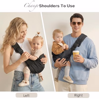 Baby Sling Carrier, Toddler Carrier Sling with Double Safety Buckle and Adjustable Shoulder Strap(7-30lbs), Baby Carriers One Size Fits All, Black thumbnail 4