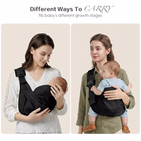 Baby Sling Carrier, Toddler Carrier Sling with Double Safety Buckle and Adjustable Shoulder Strap(7-30lbs), Baby Carriers One Size Fits All, Black thumbnail 5