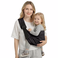 Baby Sling Carrier, Toddler Carrier Sling with Double Safety Buckle and Adjustable Shoulder Strap(7-30lbs), Baby Carriers One Size Fits All, Black thumbnail 1