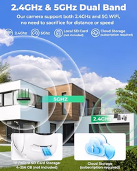 Solar Security Cameras Wireless Outdoor, 5G&2.4GHz Cameras for Home Security, 2K Solar Outdoor Camera, Color Night Vision, AI Human Detection, 2-Way Talk, Siren Alarms (2-Pack) thumbnail 3