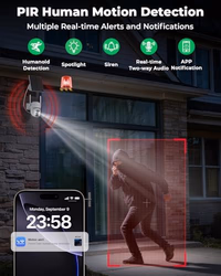 Solar Security Cameras Wireless Outdoor, 5G&2.4GHz Cameras for Home Security, 2K Solar Outdoor Camera, Color Night Vision, AI Human Detection, 2-Way Talk, Siren Alarms (2-Pack) thumbnail 4