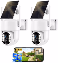 Solar Security Cameras Wireless Outdoor, 5G&2.4GHz Cameras for Home Security, 2K Solar Outdoor Camera, Color Night Vision, AI Human Detection, 2-Way Talk, Siren Alarms (2-Pack) thumbnail 1