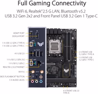 ASUS TUF Gaming B650-PLUS WiFi AMD B650 AM5 Ryzen™ Desktop 9000 8000 and 7000 ATX Motherboard, 14 Power Stages, PCIe® 5.0 M.2, DDR5 Memory, WiFi 6 and 2.5 Gb Ethernet, USB4® Support Aura Sync thumbnail 5