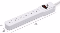 Amazon Basics Surge Protector Power Strip, 6-Outlet with 200J Protection, Circuit Breaker, LED Indicator, On/Off Switch, Wall-Mounting, 2ft Extension Cord, White, 2-Pack thumbnail 5