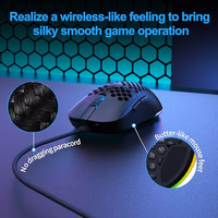 TMKB Falcon M1SE Ultralight Honeycomb Gaming Mouse, High-Precision 12800DPI Optical Sensor, 6 Programmable Buttons, Customizable RGB, Drag-Free Paracord, Ergonomic Wired Gaming Mouse - Matte Black thumbnail 3