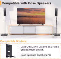 Adjustable Stand for Bose Speaker Stands, for OmniJewel Lifestyle 650, Surround Speaker 700, Floor Speakers Stands for Bose Floor Stand, with OmniJewel Bracket, Black (Pack of 2) thumbnail 3