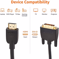 Amazon Basics HDMI to DVI Adapter Cable, Bi-Directional 1080P, Gold-Plated Connectors, 3 ft/0.9 m, Black thumbnail 4