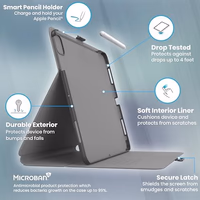 Speck New iPad Pro 11 Inch Case (2024 Model, 5th Gen) - with Pencil Holder, Drop & Camera Protection, Slim Multi Range Stand, Balance Folio, No Auto/Sleep Wake Function - Black/Black/White thumbnail 5