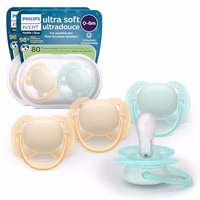 Philips Avent Ultra Soft Pacifiers - Orthodontic Design, for Babies 0-6 Months, Flexible Shield, Silicone Symmetrical Nipple, BPA-Free, 2 Sterilizing Cases, 4 Pack, SCF091/48 thumbnail 1