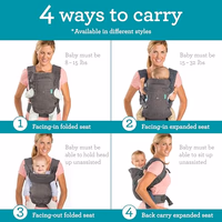 Infantino Flip 4-in-1 Convertible Baby Carrier, Adjustable, Ergonomic Hands Free Babywearing, Registry Essential, Carrier for Newborn to Toddler, Floral Navy thumbnail 3