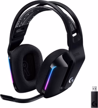 Logitech G733 Lightspeed Wireless Gaming Headset, Suspension Headband, Lightsync RGB, Blue VO!CE Mic, PRO-G Audio – Black, Gaming Headset Wireless, PC, PS5, PS4, Switch Compatible thumbnail 1