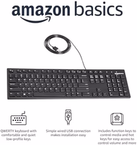 Amazon Basics Wired QWERTY Keyboard, Works with Windows, Plug and Play, Easy to Use with Media Control, Full-Sized, Black thumbnail 2