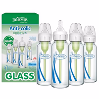 Dr. Brown's Anti-Colic Options+ Narrow Glass Baby Bottle with Level 1 Slow Flow Nipple, BPA-Free, 8 oz/250 mL, 0m+, 4-Pack (Packaging May Vary) thumbnail 1