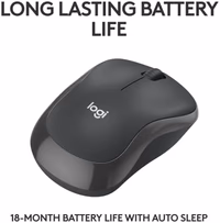 Logitech M240 Silent Bluetooth Mouse, Wireless, Compact, Portable, Smooth Tracking, 18-Month Battery, for Windows, macOS, ChromeOS, Compatible with PC, Mac, Laptop, Tablets - Graphite thumbnail 4