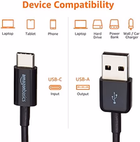 Amazon Basics USB-C to USB-A 2.0 Fast Charger Cable, 480Mbps Speed, USB-IF Certified, for Apple iPhone 16/15, iPad, Samsung Galaxy, Tablets, Laptops, 6 ft, Black thumbnail 3