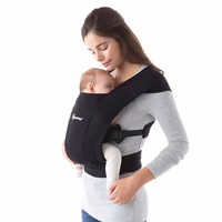 Ergobaby Embrace Baby Carrier Newborn to Toddler - Lightweight Ergonomic Baby Carriers - Cozy Essentials (7-25 Pounds), Ponte Knit, Pure Black thumbnail 1