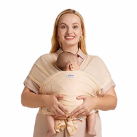 Momcozy Baby Carrier AirMesh - The Perfect Summer Sling for Newborns to Toddler 8-35 lbs - Cooling Fabric Baby Wrap, Lightweight, Ergonomic, and Easy to Wear, Beige thumbnail 1