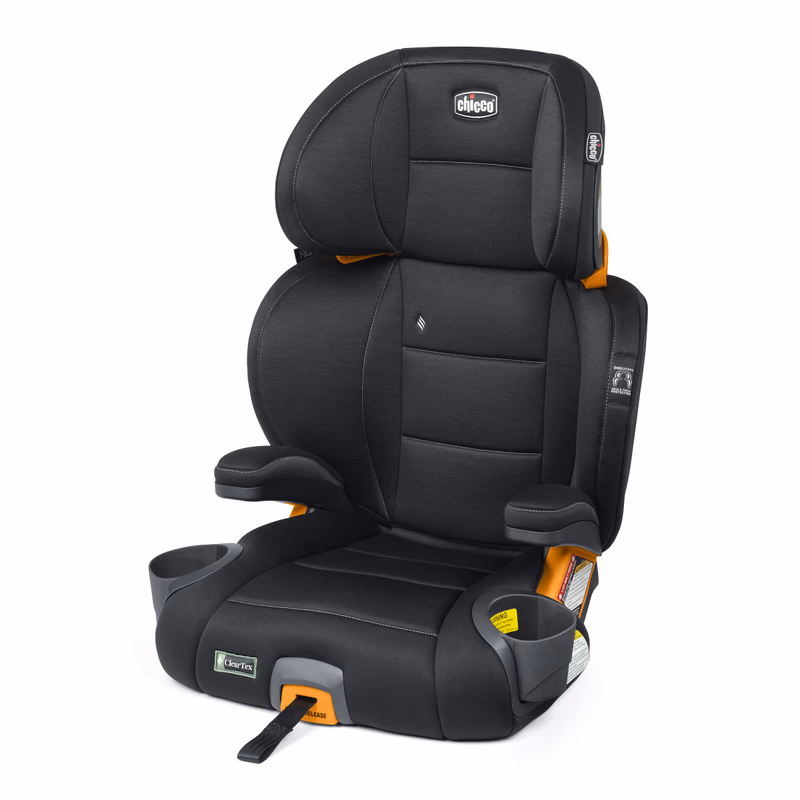 Chicco KidFit ClearTex Plus 2-in-1 Belt-Positioning Booster Car Seat, Backless and High Back Booster Seat, for Children Aged 4 Years and up and 40-100 lbs., Obsidian/Black