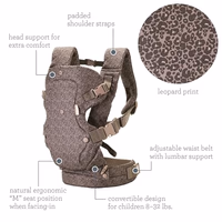 Infantino Flip 4-in-1 Convertible Baby Carrier, Adjustable, Ergonomic Babywearing, Registry Essential, Baby Carrier for Newborn to Toddler, Leopard thumbnail 5