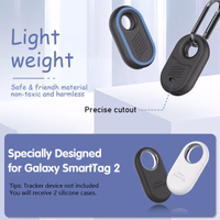 2 Pack Compatible for Samsung Galaxy SmartTag2 Case, Rugged Full Protective Anti-Slip Soft Silicone Case for Galaxy Smart Tag 2 with Key Ring, for Keys, Wallet, Luggage, Pets (Black & Blue) thumbnail 4