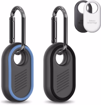 2 Pack Compatible for Samsung Galaxy SmartTag2 Case, Rugged Full Protective Anti-Slip Soft Silicone Case for Galaxy Smart Tag 2 with Key Ring, for Keys, Wallet, Luggage, Pets (Black & Blue) thumbnail 1