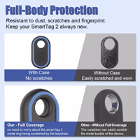 2 Pack Compatible for Samsung Galaxy SmartTag2 Case, Rugged Full Protective Anti-Slip Soft Silicone Case for Galaxy Smart Tag 2 with Key Ring, for Keys, Wallet, Luggage, Pets (Black & Blue) thumbnail 3