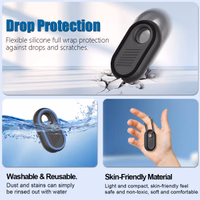 2 Pack Compatible for Samsung Galaxy SmartTag2 Case, Rugged Full Protective Anti-Slip Soft Silicone Case for Galaxy Smart Tag 2 with Key Ring, for Keys, Wallet, Luggage, Pets (Black & Blue) thumbnail 2