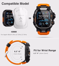 ULTIMAL Rugged Case with Band for Apple Watch 49mm,Compatible with Apple Watch Ultra 3/2/1, Military Grade Shockproof Bumper Cover for iWatch Tactical Band Men (49mm,Orange) thumbnail 2
