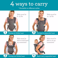 Infantino Flip 4-in-1 Convertible Baby Carrier, Adjustable, Ergonomic Babywearing, Registry Essential, Baby Carrier for Newborn to Toddler, Gray thumbnail 2