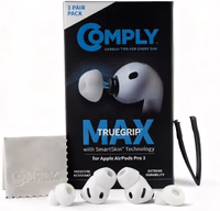 Comply TrueGrip MAX | Premium Memory Foam Replacement Earbud Tips for Apple AirPods Pro Gen 3 | Long Lasting Comfort, MAX Durability, Secure Fit, Superior Noise Isolation| White (S/M/L) (3 Pairs) thumbnail 1