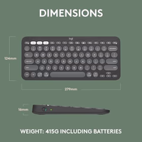 Logitech Pebble Keys 2 K380s, Multi-Device Bluetooth Wireless Keyboard with Customizable Shortcuts, Slim and Portable, Easy-Switch for Windows, macOS, iPadOS, Android, Chrome OS - Tonal Graphite thumbnail 2