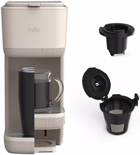 BELLA Single Serve Coffee Maker, K Cup & Coffee Ground Compatible with Removable, Adjustable Drip Tray, Auto Shutoff & Reusable Dishwasher Safe Accessories, Brews 6oz to 14oz, 1000 Watt, Oatmilk thumbnail 1