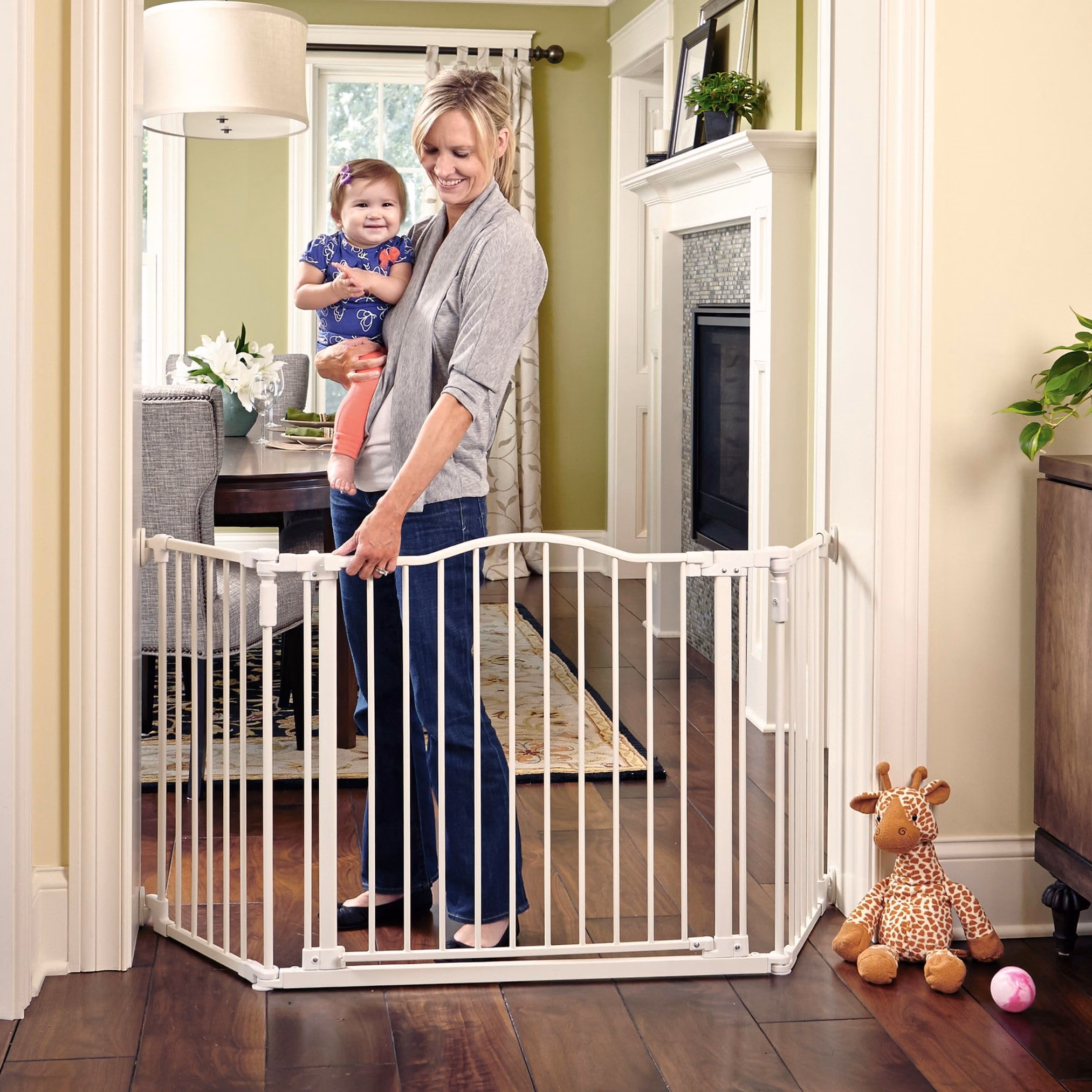 Toddleroo by North States - Deluxe Décor Safety Gate: Hardware Mounted Extra Wide Metal Baby Gate - Adjustable Child Gate - 38.3 to 72 Inches Wide - 30 Inches Tall - Warm White thumbnail 2