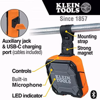 KLEIN TOOLS AEPJS2 Bluetooth Speaker with Magnetic Strip and Hook, Rechargeable, Wireless and Aux Capable, Hands Free Capable, 10 Hr Run Time, IP54 Dust and Water Resistant thumbnail 2