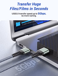 AINOPE USB to USB Cable, USB 3.0 A to A Male to Male Cable [Never Rupture] Double End Type A Cord Compatible with Hard Drive Enclosures, KVM, DVD Player, TV, Laptop Cooler,1.5Ft/Grey, 1 Pack thumbnail 3