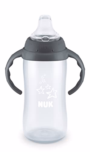 NUK Learner Cup, 10 Ounce, Tritan Gray Star – BPA Free, Spill Proof Sippy Cup