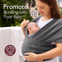 Momcozy Baby Wrap Carrier Skin-Friendly Fabric, Easy to Wear Baby Carrier Sling T-Shirt Design, Hands Free Baby Carriers Newborn to Toddler 8-35lbs, Adjustable Buckle for Waist 30-47inch, Deep Grey thumbnail 3