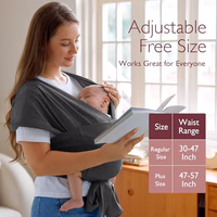 Momcozy Baby Wrap Carrier Skin-Friendly Fabric, Easy to Wear Baby Carrier Sling T-Shirt Design, Hands Free Baby Carriers Newborn to Toddler 8-35lbs, Adjustable Buckle for Waist 30-47inch, Deep Grey thumbnail 4