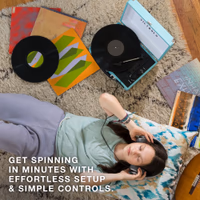 Victrola Journey Bluetooth Portable Suitcase Record Player – with Built-in Speakers, 3 Speed Vinyl Record Player, RCA Out, Headphone Jack (Turquoise) thumbnail 2