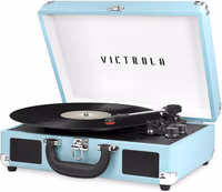 Victrola Journey Bluetooth Portable Suitcase Record Player – with Built-in Speakers, 3 Speed Vinyl Record Player, RCA Out, Headphone Jack (Turquoise) thumbnail 1