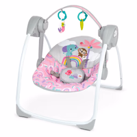 Bright Starts Pink Paradise Portable Compact Automatic Baby Swing with Music, Unisex, Newborn + thumbnail 1