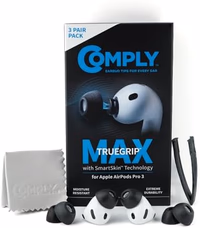 Comply TrueGrip MAX | Premium Memory Foam Replacement Earbud Tips for Apple AirPods Pro Gen 3 | Long Lasting Comfort, MAX Durability, Secure Fit, Superior Noise Isolation| Black (S/M/L) (3 Pairs) thumbnail 1