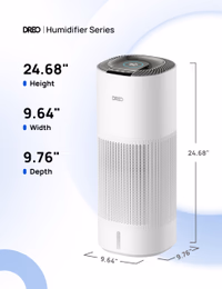 DREO Smart Evaporative Humidifier Large Room up to 1000ft², 800ml/h High Output Air Humidifiers for Bedroom, 10L, 50H Long Runtime with Precise Humidification for Plants, Home, Office, White, HHM774S thumbnail 2