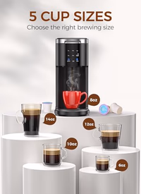 COWSAR Single Serve Coffee Maker, K Cup Coffee Brewer for Capsule and Ground Coffee, Commercial Coffee Machine with 40 Oz Water Tank, 5 Brew Sizes Up To 14 Oz, Ideal for Home/Office, Black thumbnail 4