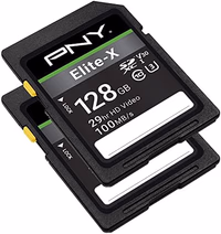PNY 128GB Elite-X Class 10 U3 V30 SDXC Flash Memory Card - 100MB/s, 4K UHD, HD, UHS-I, Full Size SD (Pack of 2) thumbnail 2