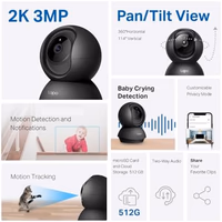 Tapo 2K Indoor Pan/Tilt Wired Security Camera - Works as a Baby Monitor & Pet Camera, Motion Detection, 2-Way Audio, Siren, Night Vision, Subscription-Free Local Storage or Optional Cloud, Black, C211 thumbnail 2