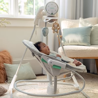 Ingenuity InLighten 2-in-1 Soothing Baby Swing & Rocker - Vibrating Swivel Infant Seat, Soothing Sounds, Lights - Remy thumbnail 2