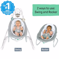 Ingenuity InLighten 2-in-1 Soothing Baby Swing & Rocker - Vibrating Swivel Infant Seat, Soothing Sounds, Lights - Remy thumbnail 4