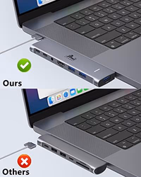 USB C Hub Adapter for MacBook Pro/Air M1M2M3 2022 2021 2020 13"15"16",Multiport MacBook Adapter MacBook Accessories with 4K HDMI,3USB3.0,Audio,100W Thunderbolt-Enabled USB-C,Support MagSafe 3 Charging thumbnail 2